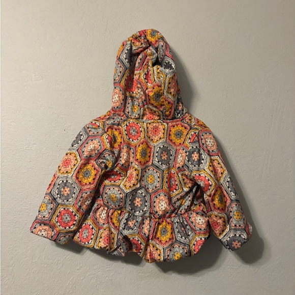 Pink blue and yellow quilted pattern puffer jacket, 24 months - Picture 2 of 10